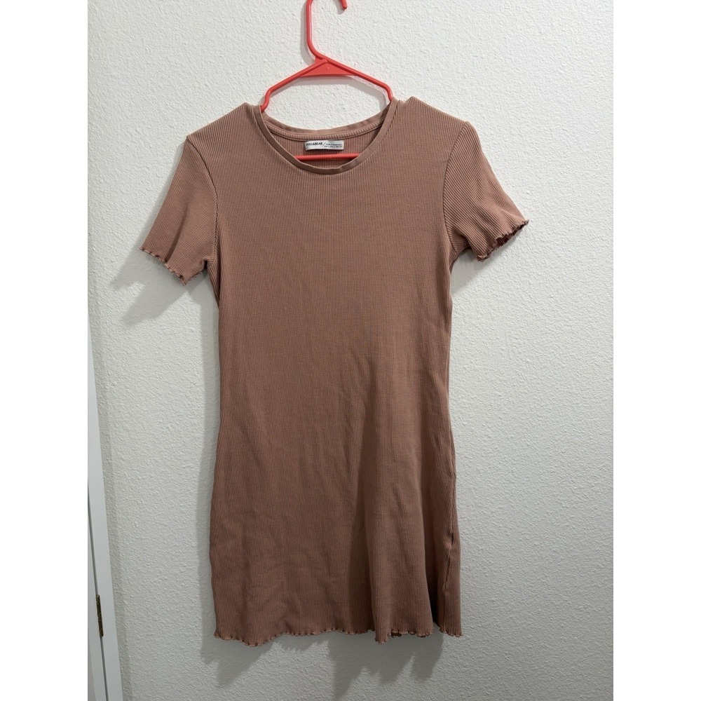 Women's L Soft Rose Taupe Dress Pull & Bear‎ Lightweight Soft Ribbed